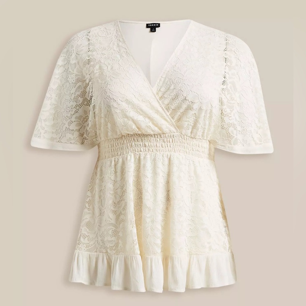 Torrid White Lace Blouse